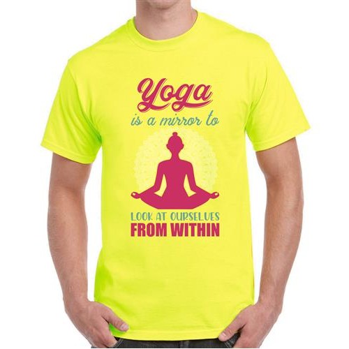 Yoga Is A Mirror To Look At Ourselves From Within Graphic Printed T-shirt