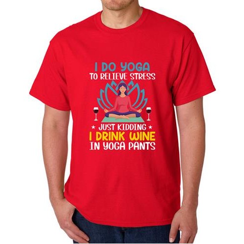 Men's Yoga Pants Wine Graphic Printed T-shirt