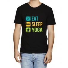 Men's Yoga Sleep Eat Graphic Printed T-shirt