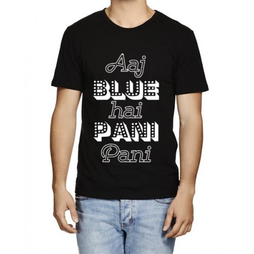 Caseria Men's Cotton Graphic Printed Half Sleeve T-Shirt - Aaj Blue Hai Pani
