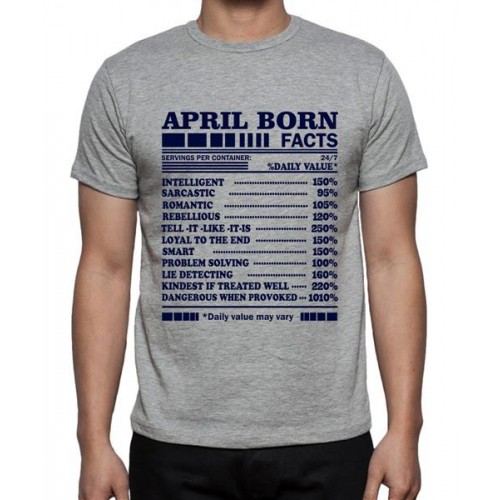 Men's Cotton Graphic Printed Half Sleeve T-Shirt - April Born Facts
