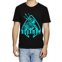 Caseria Men's Cotton Graphic Printed Half Sleeve T-Shirt - Aqua Man