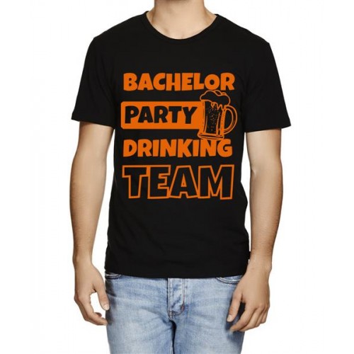 Caseria Men's Cotton Graphic Printed Half Sleeve T-Shirt - Bachelor Part Drinking Team