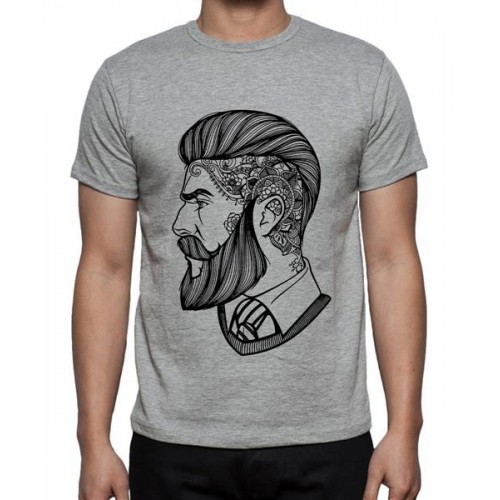 Men's Cotton Graphic Printed Half Sleeve T-Shirt - Beard Man Tattoo