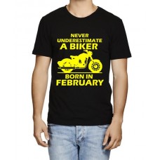 Men's Cotton Graphic Printed Half Sleeve T-Shirt - Biker Born In February