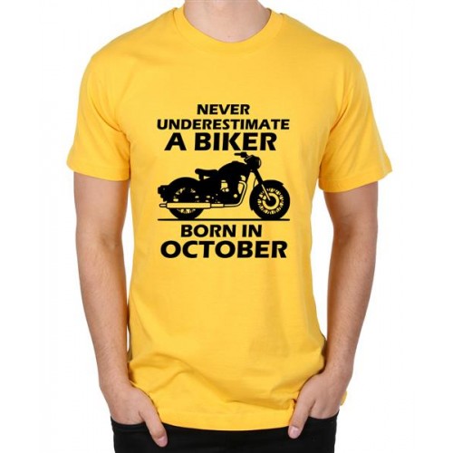 A Biker Born In October Graphic Printed T-shirt