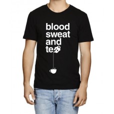 Men's Cotton Graphic Printed Half Sleeve T-Shirt - Blood Sweat And Tea