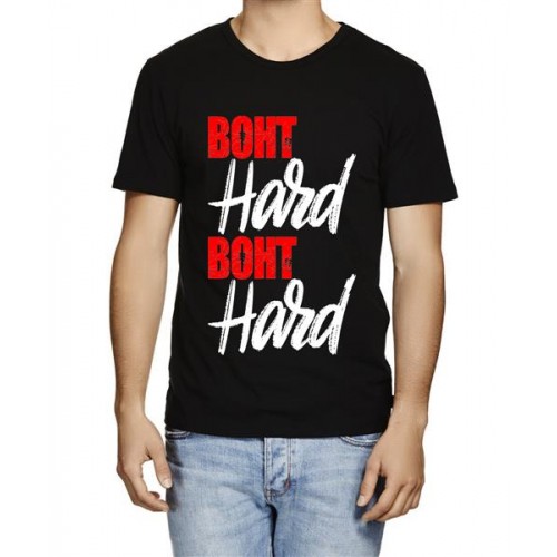 Men's Cotton Graphic Printed Half Sleeve T-Shirt - Boht Hard