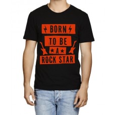 Caseria Men's Cotton Graphic Printed Half Sleeve T-Shirt - Born To Be Rockstar