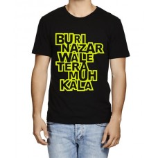 Caseria Men's Cotton Graphic Printed Half Sleeve T-Shirt - Buri Nazar Wale