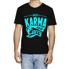 Caseria Men's Cotton Graphic Printed Half Sleeve T-Shirt - Carry On Karma