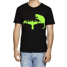 Cat And Rat Playing Chess Graphic Printed T-shirt