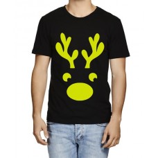 Men's Cotton Graphic Printed Half Sleeve T-Shirt - Christmas Deer
