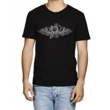 Caseria Men's Cotton Graphic Printed Half Sleeve T-Shirt - Clock With Wings