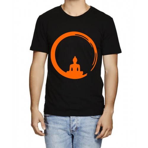 Caseria Men's Cotton Graphic Printed Half Sleeve T-Shirt - Cricle Buddha