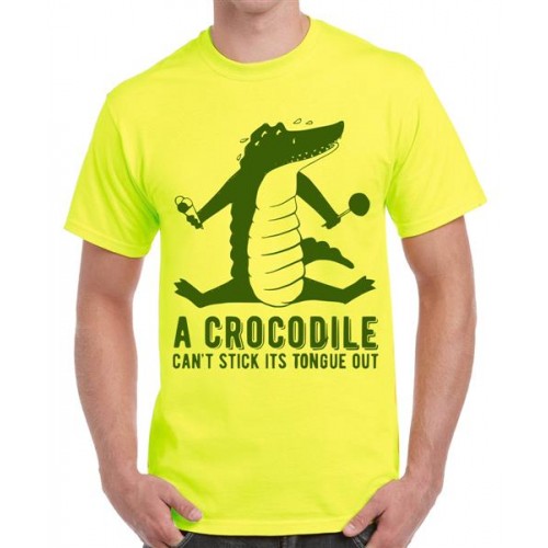 Men's Cotton Graphic Printed Half Sleeve T-Shirt - Crocodile Stick