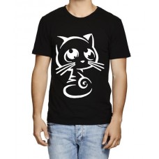 Caseria Men's Cotton Graphic Printed Half Sleeve T-Shirt - Cute Cute Cat