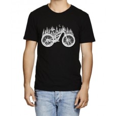 Caseria Men's Cotton Graphic Printed Half Sleeve T-Shirt - Cycle Forest
