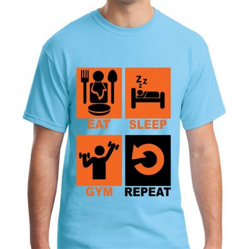 Eat Sleep Gym Repeat Graphic Printed T-shirt