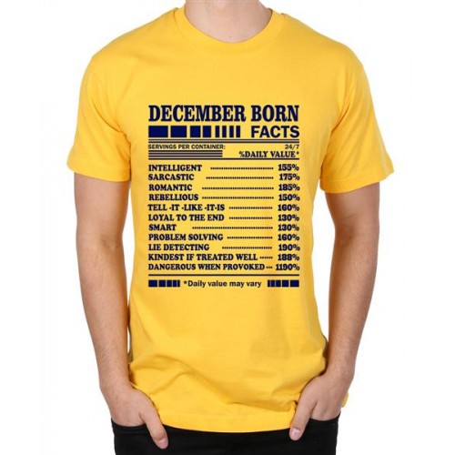 Men's Cotton Graphic Printed Half Sleeve T-Shirt - December Born Facts
