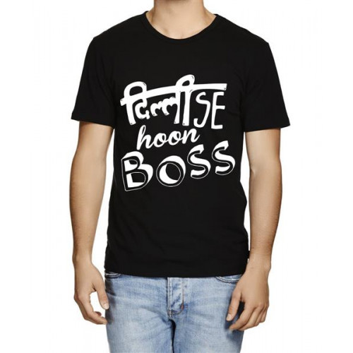 Caseria Men's Cotton Graphic Printed Half Sleeve T-Shirt - Delhi Se Hoon Boss
