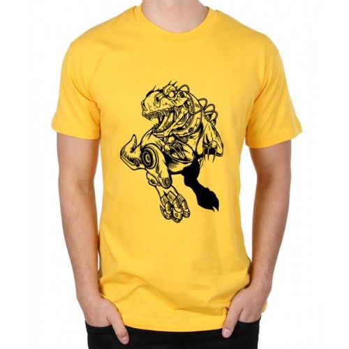 Men's Cotton Graphic Printed Half Sleeve T-Shirt - Dinosaur Mechanical