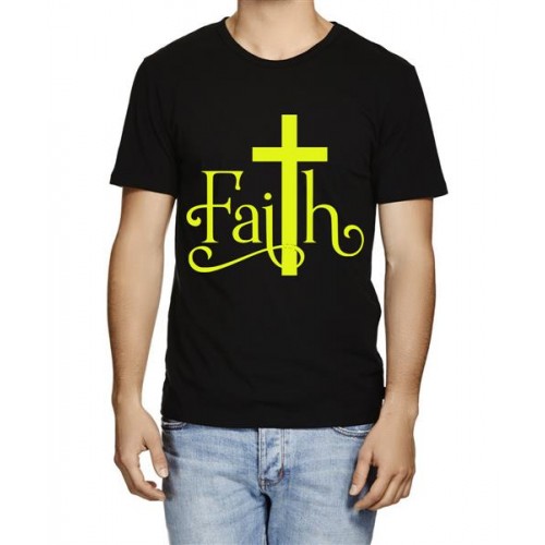 Caseria Men's Cotton Graphic Printed Half Sleeve T-Shirt - Faith Cross