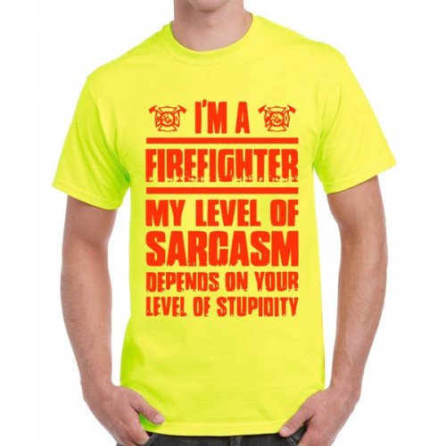 Men's Cotton Graphic Printed Half Sleeve T-Shirt - Fire-fighter Sarcasm Level