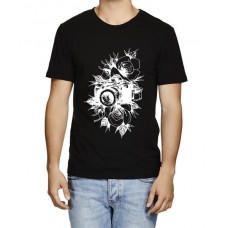 Men's Cotton Graphic Printed Half Sleeve T-Shirt - Flower Camera