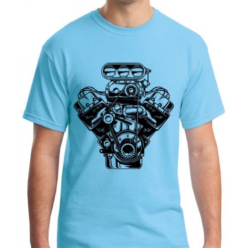 Men's Cotton Graphic Printed Half Sleeve T-Shirt - Heart Car Engine