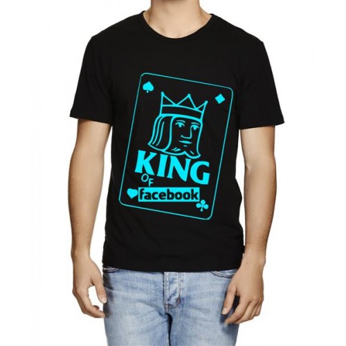 Men's Cotton Graphic Printed Half Sleeve T-Shirt - King Of Facebook