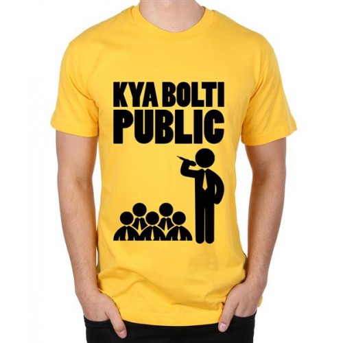 Men's Cotton Graphic Printed Half Sleeve T-Shirt - Kya Bolti Public