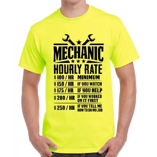 Men's Cotton Graphic Printed Half Sleeve T-Shirt - Mechanic Hour Rate