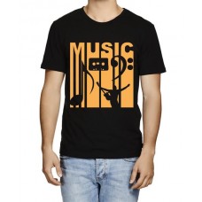 Men's Cotton Graphic Printed Half Sleeve T-Shirt - Music Calligraphy
