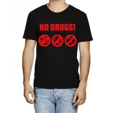Men's Cotton Graphic Printed Half Sleeve T-Shirt - No Drugs
