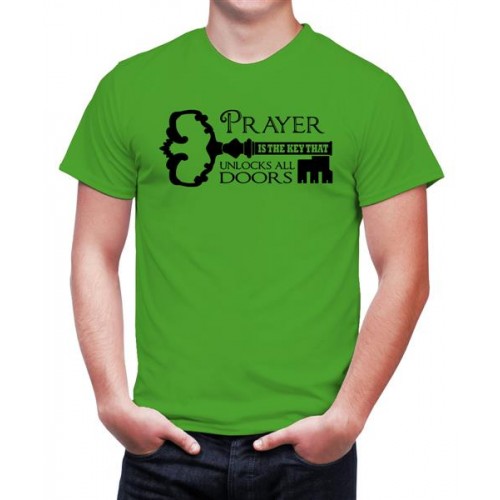 Men's Cotton Graphic Printed Half Sleeve T-Shirt - Prayer Is The Key 
