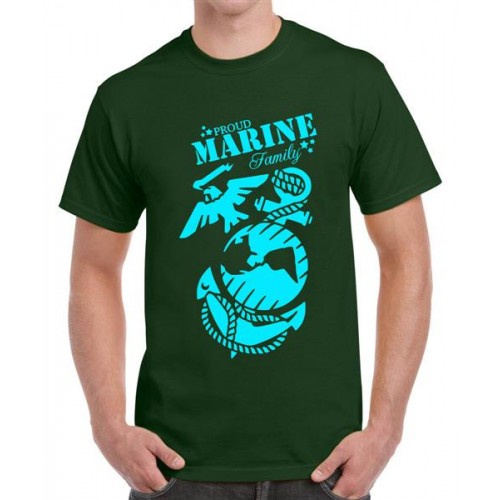 Men's Cotton Graphic Printed Half Sleeve T-Shirt - Proud Marine Family