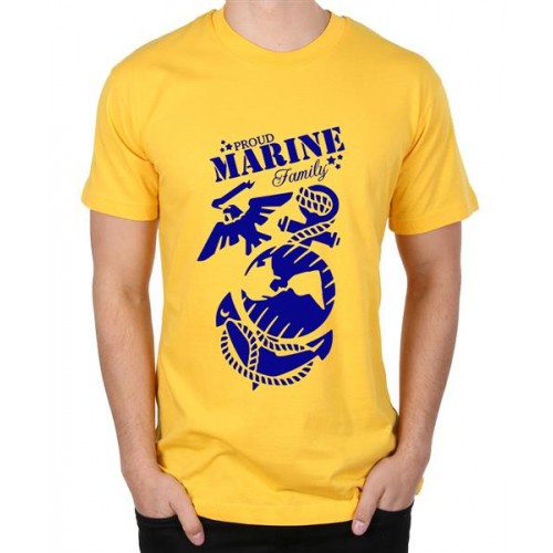 Men's Cotton Graphic Printed Half Sleeve T-Shirt - Proud Marine Family