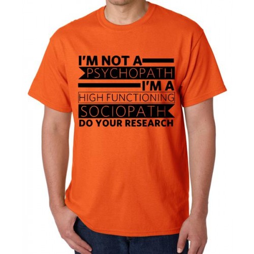 Men's Cotton Graphic Printed Half Sleeve T-Shirt - Psychopath Sociopath