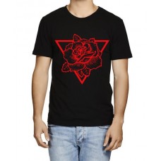 Men's Cotton Graphic Printed Half Sleeve T-Shirt - Rose Triangle