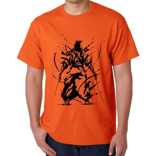 Men's Cotton Graphic Printed Half Sleeve T-Shirt - Samurai Art