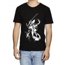 Men's Cotton Graphic Printed Half Sleeve T-Shirt - Sketch Art Samurai