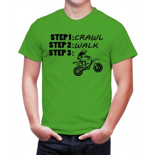 Step 1 Crawl Step 2 Walk Step 3 Ride Graphic Printed T-shirt