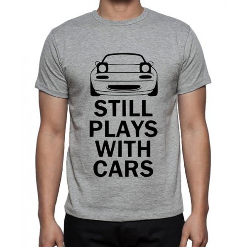 Men's Cotton Graphic Printed Half Sleeve T-Shirt - Still Plays With Cars