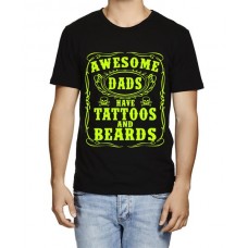 Men's Cotton Graphic Printed Half Sleeve T-Shirt - Tattoos Beard Dad