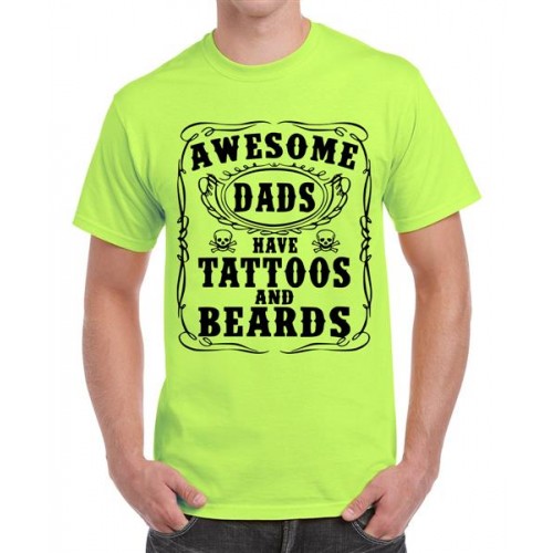 Men's Cotton Graphic Printed Half Sleeve T-Shirt - Tattoos Beard Dad