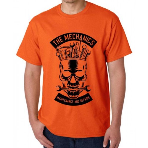 Men's Cotton Graphic Printed Half Sleeve T-Shirt - The Mechanics 