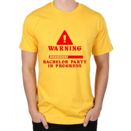 Men's Cotton Graphic Printed Half Sleeve T-Shirt - Warning Bachelor Party