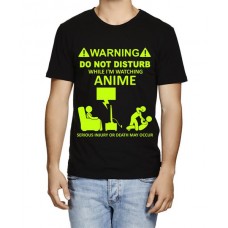 Men's Cotton Graphic Printed Half Sleeve T-Shirt - Warning Dnd Anime