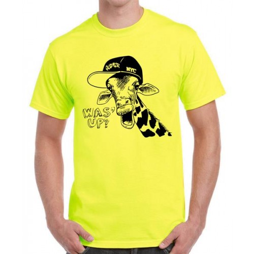 Men's Cotton Graphic Printed Half Sleeve T-Shirt - Was'up Giraffe